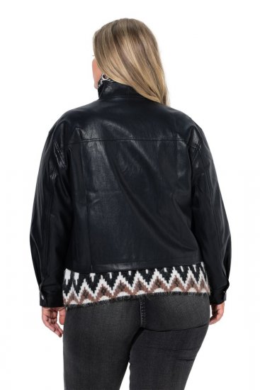 Ulla Popken 854795 Giacca biker in ecopelle Nero - Giacche - Giacche taglie forti da donna