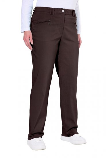 Ulla Popken 854987 Pantaloni stretch caldi con cintura comfort Marrone mogano - Pantaloni in tessuto - Pantaloni ampi taglie forti donna