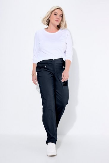 Ulla Popken 854987 Pantaloni stretch caldi con cintura comfort Blu scuro - Pantaloni in tessuto - Pantaloni ampi taglie forti donna