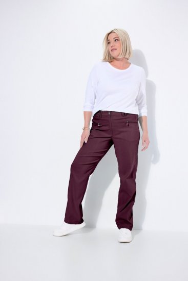 Ulla Popken 854987 Pantaloni stretch caldi con cintura comfort Melanzana - Pantaloni in tessuto - Pantaloni ampi taglie forti donna
