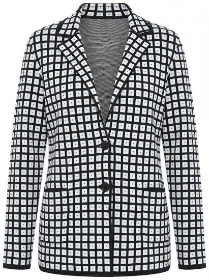 Ulla Popken 855173 Blazer in maglia a quadri Bianco panna - Blazer - Blazer Taglie Forti da Donna