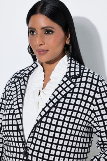 Ulla Popken 855173 Blazer in maglia a quadri Bianco panna - Blazer - Blazer Taglie Forti da Donna