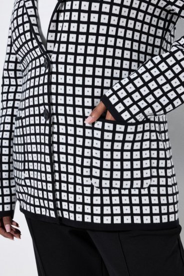 Ulla Popken 855173 Blazer in maglia a quadri Bianco panna - Blazer - Blazer Taglie Forti da Donna
