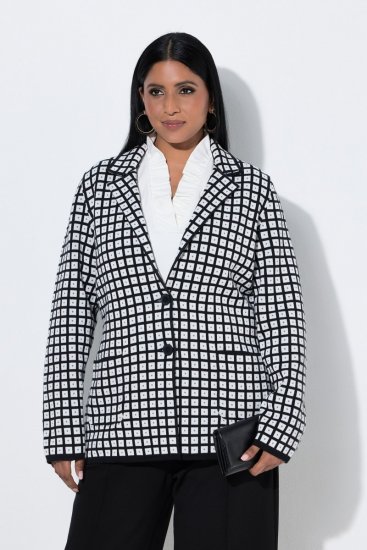 Ulla Popken 855173 Blazer in maglia a quadri Bianco panna - Blazer - Blazer Taglie Forti da Donna