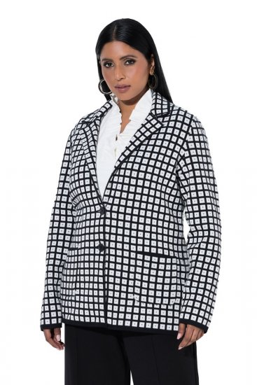 Ulla Popken 855173 Blazer in maglia a quadri Bianco panna - Blazer - Blazer Taglie Forti da Donna