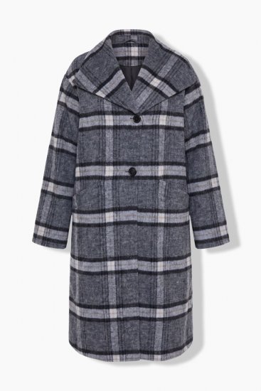 Ulla Popken 855250 Cappotto in lana asimmetrico con collo ampio Grigio melange - Cappotti - Cappotti taglie forti da donna