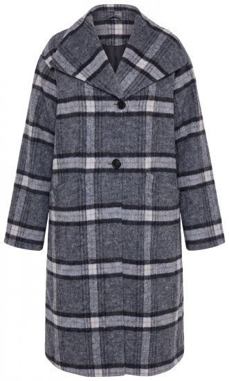 Ulla Popken 855250 Cappotto in lana asimmetrico con collo ampio Grigio melange - Cappotti - Cappotti taglie forti da donna