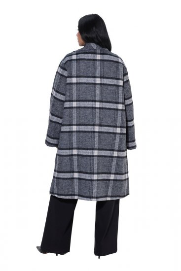 Ulla Popken 855250 Cappotto in lana asimmetrico con collo ampio Grigio melange - Cappotti - Cappotti taglie forti da donna