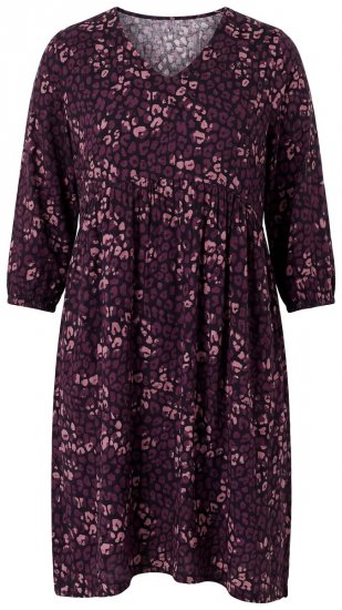 Ulla Popken 855270 Abito in jersey fantasia con scollo a V Nero - Abiti in jersey - 