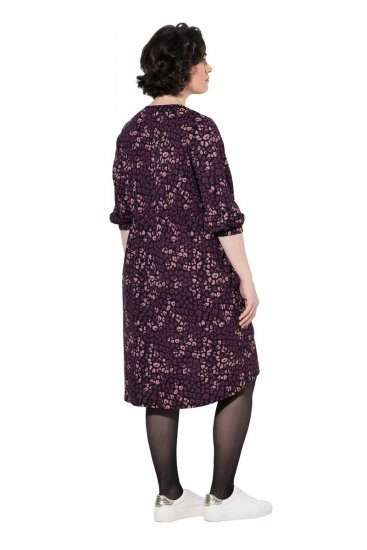 Ulla Popken 855270 Abito in jersey fantasia con scollo a V Nero - Abiti in jersey - 