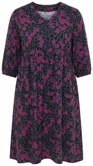 Ulla Popken 855270 Abito in jersey fantasia con scollo a V Antracite - Abiti in jersey - 