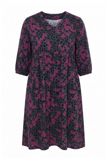Ulla Popken 855270 Abito in jersey fantasia con scollo a V Antracite - Abiti in jersey - 