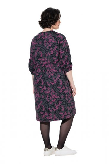 Ulla Popken 855270 Abito in jersey fantasia con scollo a V Antracite - Abiti in jersey - 