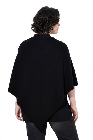 Ulla Popken 855277 Poncho in maglia con orlo a punta e scollo a barchetta Nero - Poncho e mantelle - 