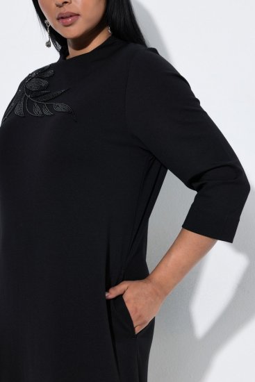 Ulla Popken 855373 Abito in jersey fantasia Nero - Abiti in jersey - 