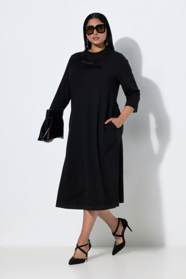 Ulla Popken 855373 Abito in jersey fantasia Nero - Abiti in jersey - 