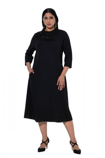 Ulla Popken 855373 Abito in jersey fantasia Nero - Abiti in jersey - 