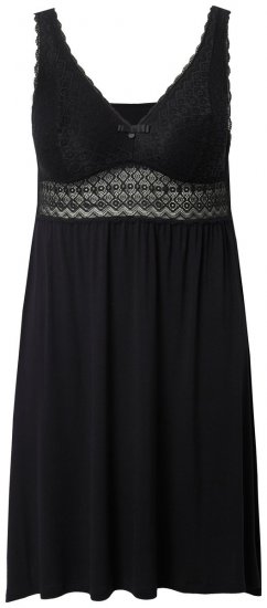 Ulla Popken 855428 Négligé con pizzo Nero - Camicie da notte - 