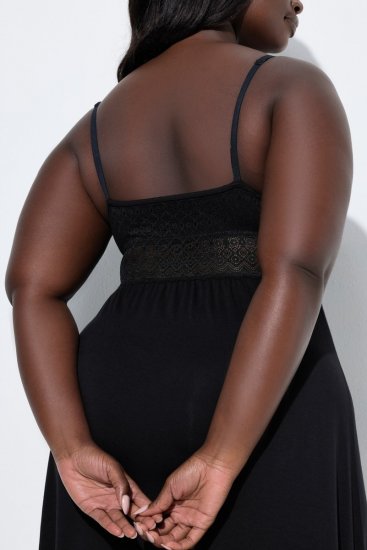 Ulla Popken 855428 Négligé con pizzo Nero - Camicie da notte - 