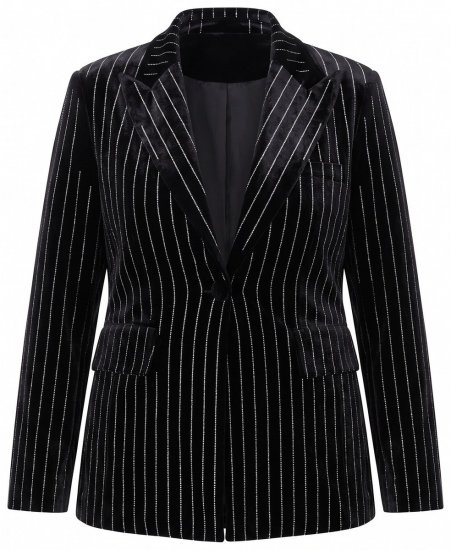 Ulla Popken 855499 Blazer in velluto con strass Nero - Blazer - Blazer Taglie Forti da Donna