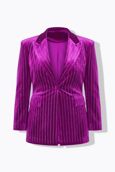 Ulla Popken 855499 Blazer in velluto con strass Magenta - Blazer - Blazer Taglie Forti da Donna