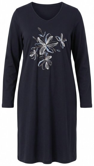 Ulla Popken 856132 Camicia da notte a fiori Nero - Camicie da notte - 