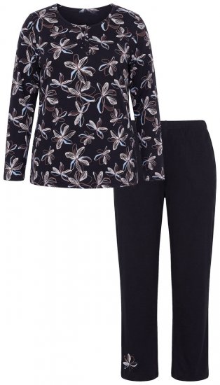 Ulla Popken 856134 Pigiama a fiori Nero - Pigiami/Loungewear - 