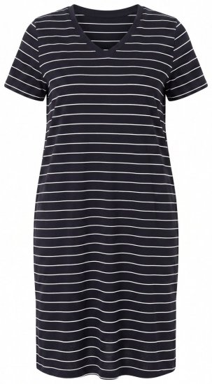 Ulla Popken 856135 Camicia da notte a righe in cotone biologico Nero - Camicie da notte - 