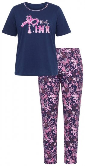 Ulla Popken 856141 Pigiama a maniche lunghe Blu scuro - Pigiami/Loungewear - 