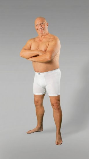 20 Nodi 938 Stretch Cotton Boxer with Embroidered Long Leg White - Boxer - Boxer Uomo Taglie Forti