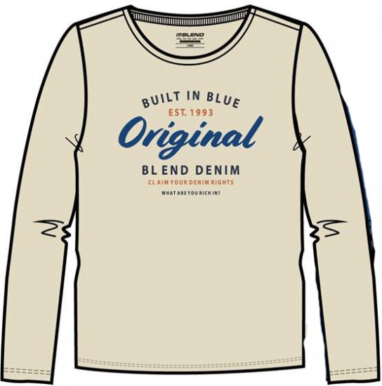 Blend T-Shirt 4933 Cloud Cream - Magliette - Magliette Uomo Taglie Forti
