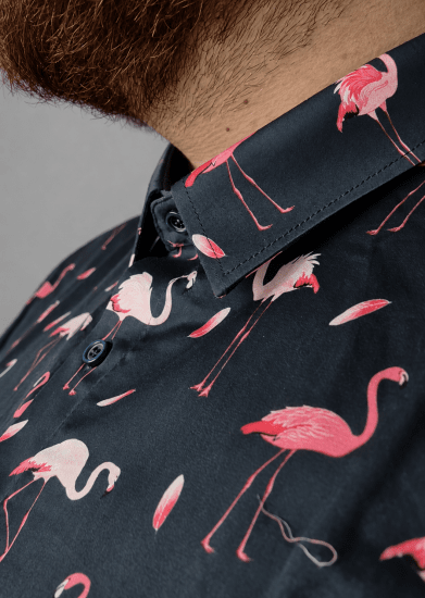 Kam Jeans 6068 Flamingo Short Sleeve Shirt Navy - Camicie - Camicie Taglie Forti Uomo