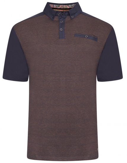 Kam Jeans 5490 Jersey Weave Contrast Polo Navy - Polo - Polo Uomo Taglie Forti