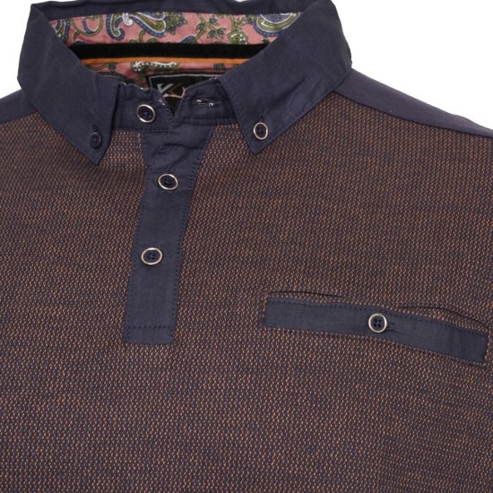Kam Jeans 5490 Jersey Weave Contrast Polo Navy - Polo - Polo Uomo Taglie Forti