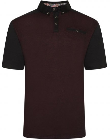 Kam Jeans 5490 Jersey Weave Contrast Polo Black - Polo - Polo Uomo Taglie Forti