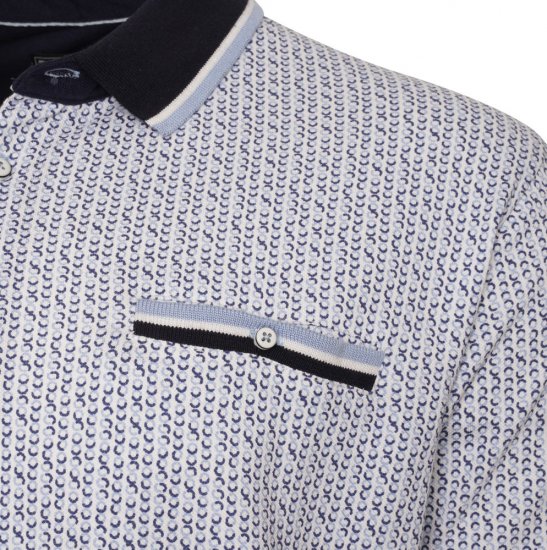 Kam Jeans 5487 Dobby Print Pique Polo White - Polo - Polo Uomo Taglie Forti