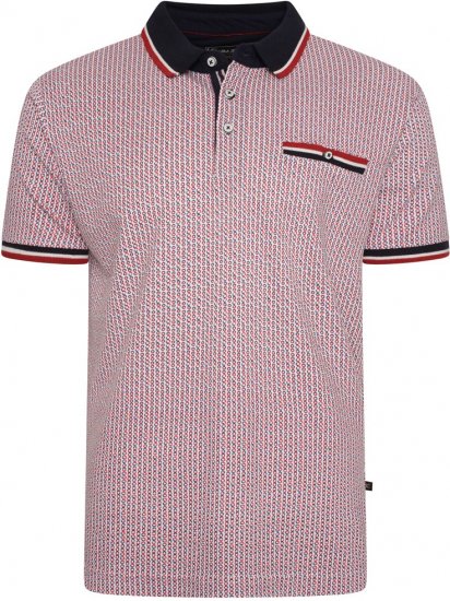 Kam Jeans 5487 Dobby Print Pique Polo Red - Polo - Polo Uomo Taglie Forti