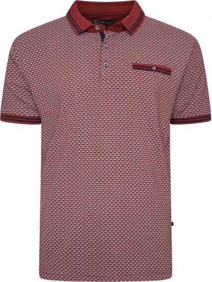 Kam Jeans 5488 Dobby Print Pique Polo Wine - Polo - Polo Uomo Taglie Forti