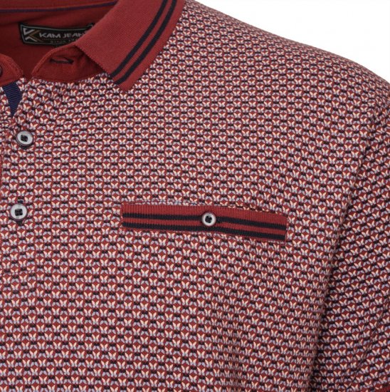  Kam Jeans 5488 Dobby Print Pique Polo Wine - Polo - Polo Uomo Taglie Forti