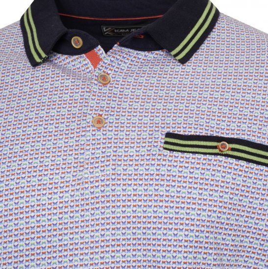 Kam Jeans 5488 Dobby Print Pique Polo Navy - Polo - Polo Uomo Taglie Forti
