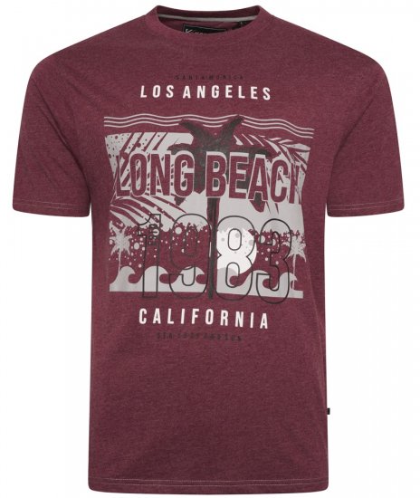 Kam Jeans 5729 Long Beach Print T-Shirt Burgundy - Magliette - Magliette Uomo Taglie Forti