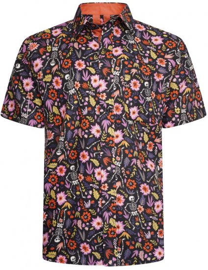 Kam Jeans 6041 Skeleton Digital Print Shirt Navy - Camicie - Camicie Taglie Forti Uomo