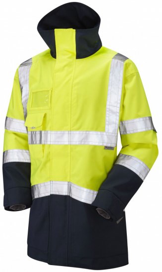 Leo Clovelly Breathable Executive Anorak Hi-Vis Yellow/Navy - Abbigliamento da lavoro - Abbigliamento da Lavoro Taglie Forti Uomo