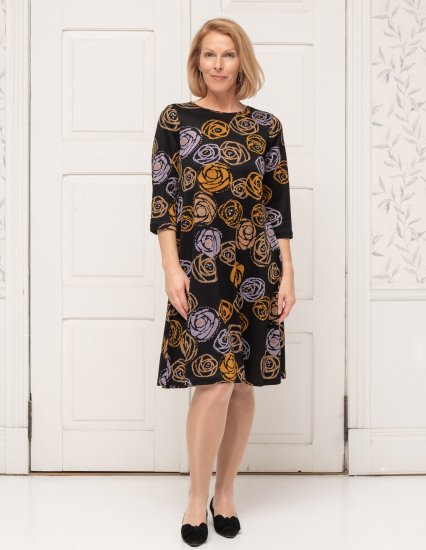 Scandinavian Caramel Flower Petals Dress Lavender and Orange - ABBIGLIAMENTO DONNA 40-66 - 