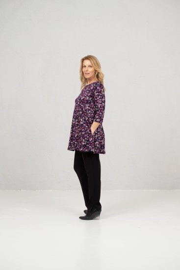 Scandinavian Caramel Flower Petals Tunic Purple - T-shirt - 