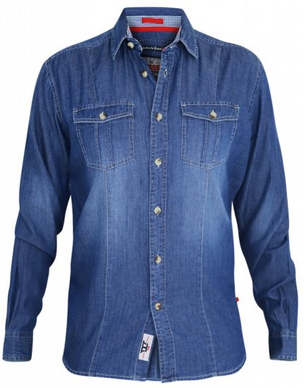 D555 Adcock Long Sleeve Vintage Denim Shirt - Camicie - Camicie Taglie Forti Uomo
