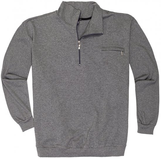 Adamo Athen Sweatshirt Half Zipper Grey - Felpe & felpe con cappuccio - Felpe & Felpe con Cappuccio Uomo Taglie Forti