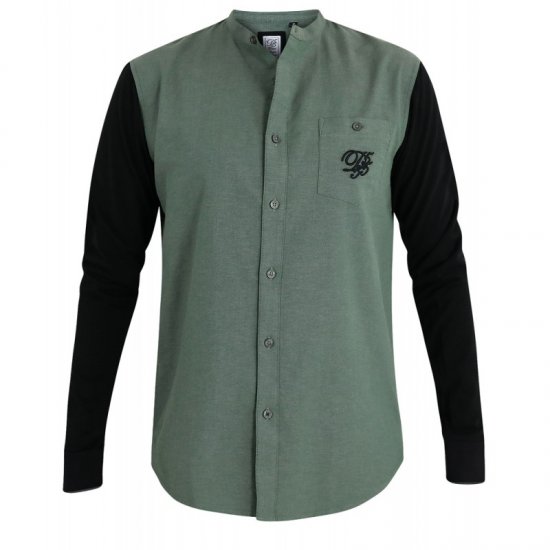 D555 Atkins Grandad Shirt with Jersey Sleeves - Camicie - Camicie Taglie Forti Uomo
