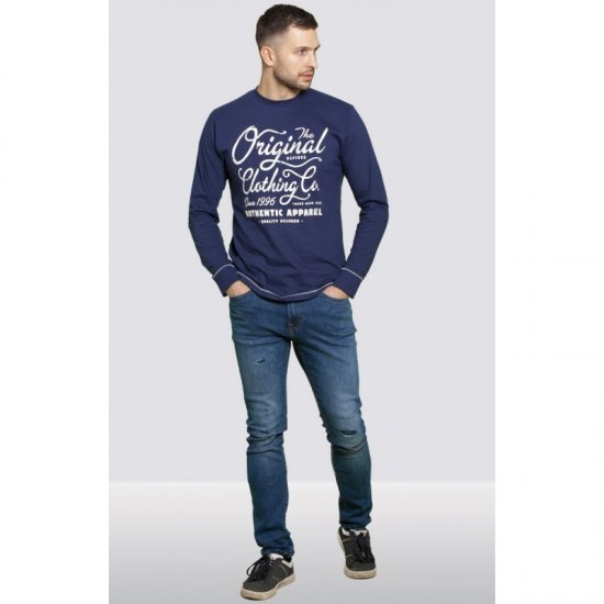 D555 Austin Long Sleeve T-shirt Navy - Magliette - Magliette Uomo Taglie Forti