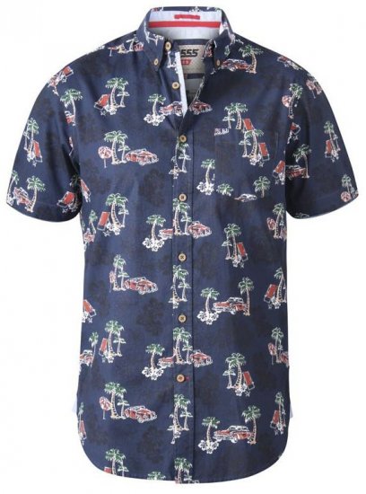 D555 Avenger Classic Car And Palm Tree Short Sleeve Shirt Navy - Camicie - Camicie Taglie Forti Uomo